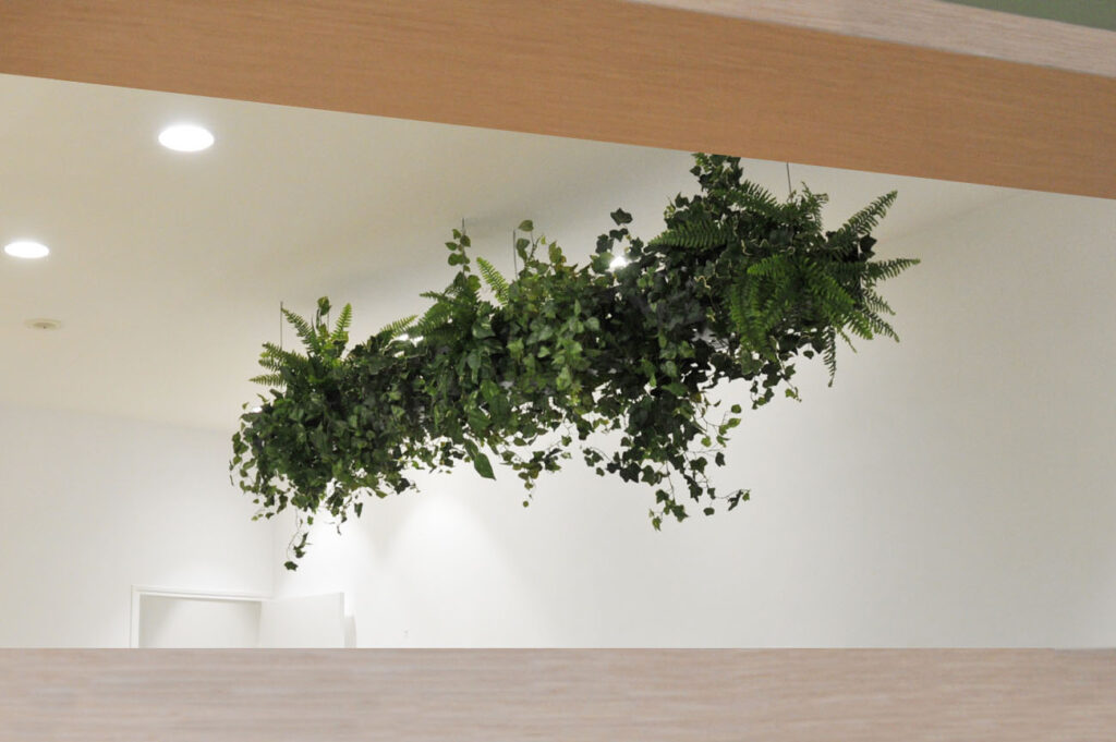 plafond végétal pour salon de coiffure